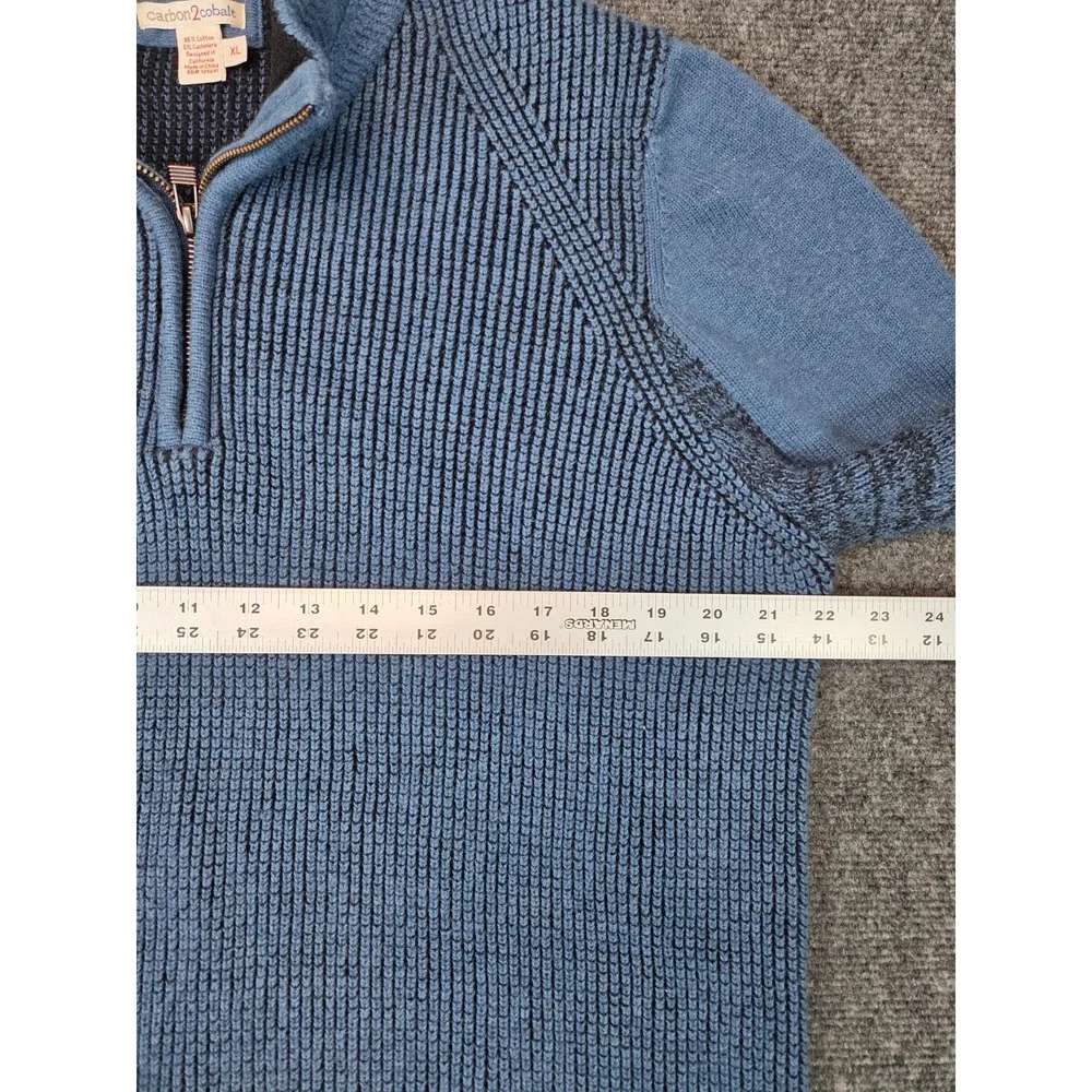 Carbon 2 Cobalt 1/4 Zip Sweater Mens XL Blue Cashmere Blend